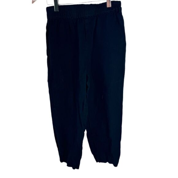 Madewell Black Distressed Linen Blend Pull On Side Pocket Pants Sz XS - Picture 1 of 8